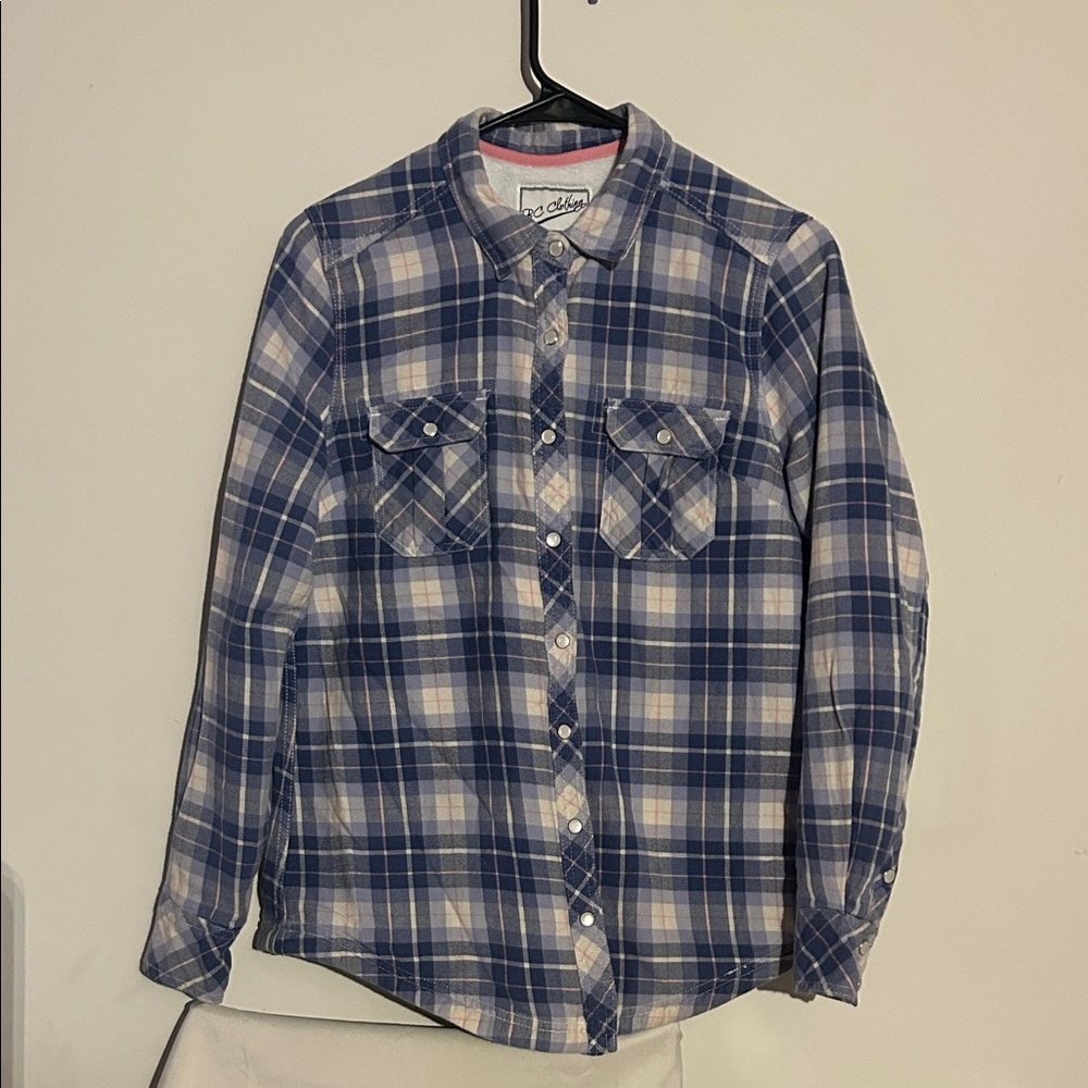 Classic Blue and White Plaid Women Long Sleeve Shirt
